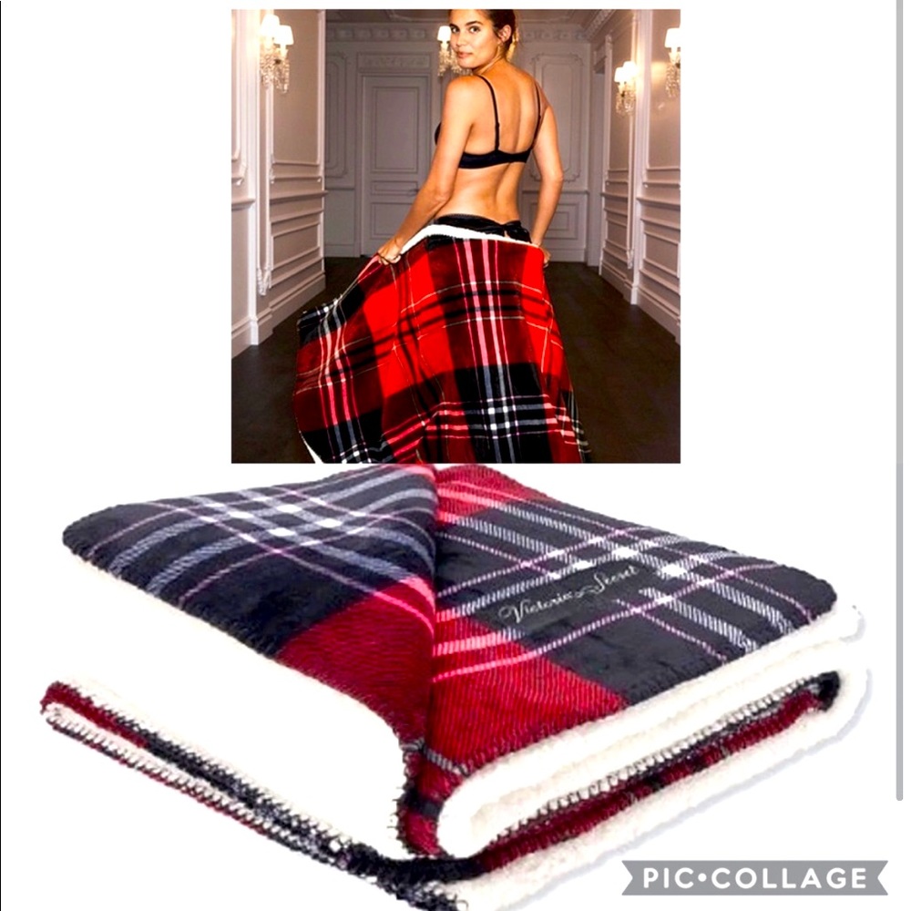 VS Red Plaid Sherpa Blanket